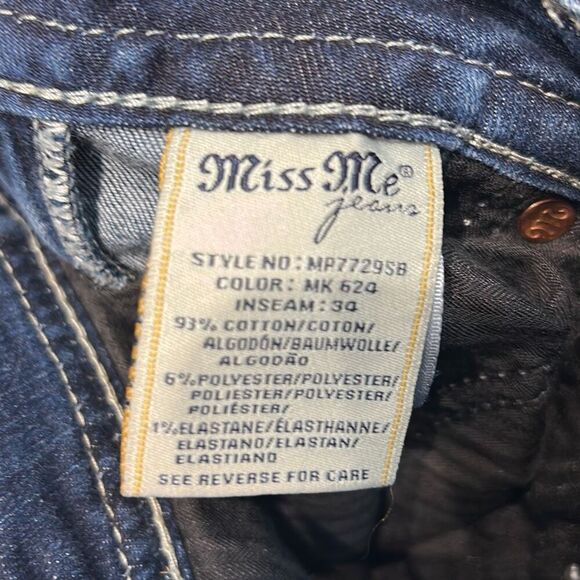 Miss Me Mid-Rise Slim Boot Cut Jeans Sz 27 Denim 33" Inseam Western Cowgirl - Picture 8 of 11